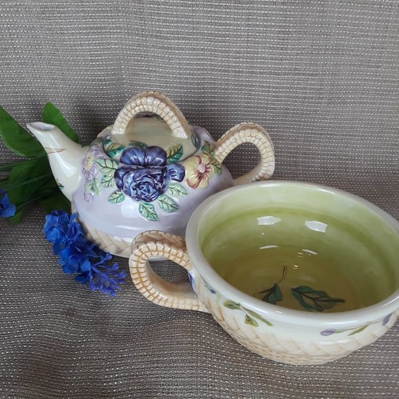 Tracy Porter Cottage Rose Collection Teapot for 1 - Picture 2 of 12